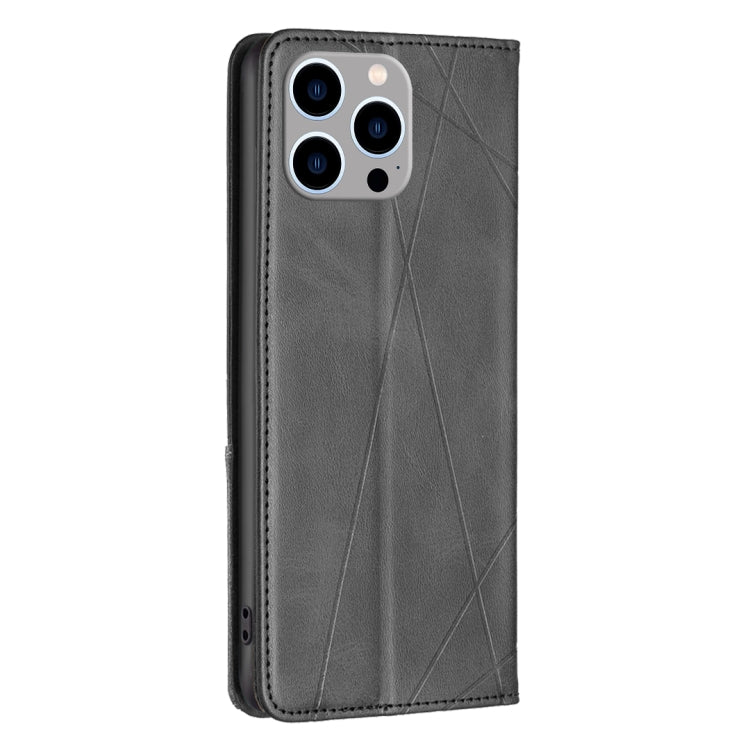 For iPhone 15 Pro Max Rhombus Texture Magnetic Leather Phone Case(Black) - HoMEdemic™ 