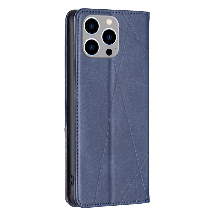 For iPhone 15 Pro Max Rhombus Texture Magnetic Leather Phone Case(Blue) - HoMEdemic™ 