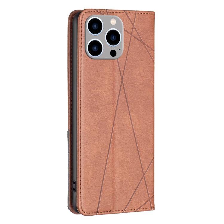 For iPhone 15 Pro Max Rhombus Texture Magnetic Leather Phone Case(Brown) - HoMEdemic™ 
