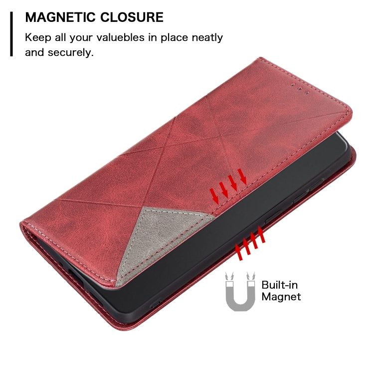For iPhone 15 Pro Max Rhombus Texture Magnetic Leather Phone Case(Red) - HoMEdemic™ 