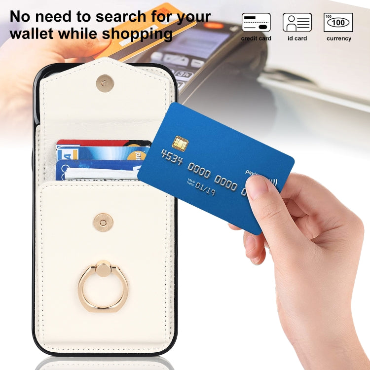 For iPhone 15 Pro Max Ring Holder RFID Card Slot Phone Case(Beige) - HoMEdemic™ 