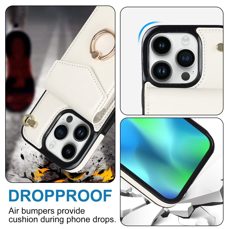 For iPhone 15 Pro Max Ring Holder RFID Card Slot Phone Case(Beige) - HoMEdemic™ 