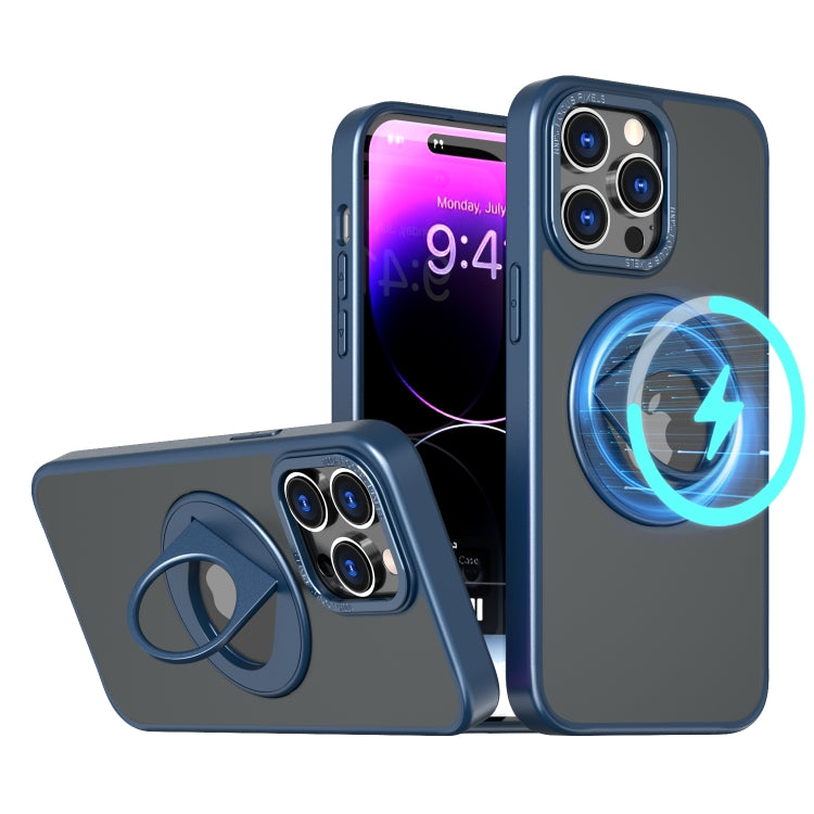 For iPhone 15 Pro Max Rotating Ring Magnetic Holder Phone Case(Blue) - HoMEdemic™ 