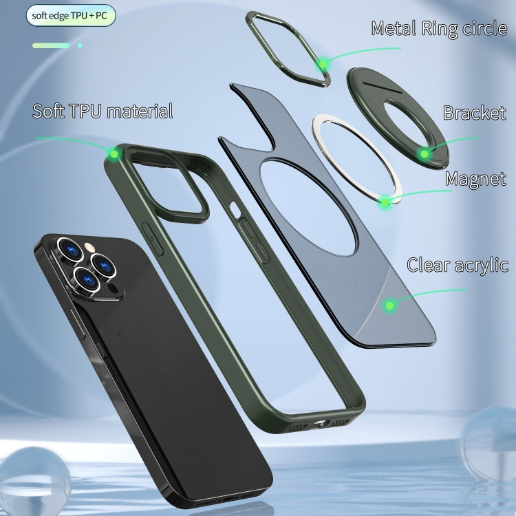 For iPhone 15 Pro Max Rotating Ring Magnetic Holder Phone Case(Green) - HoMEdemic™ 