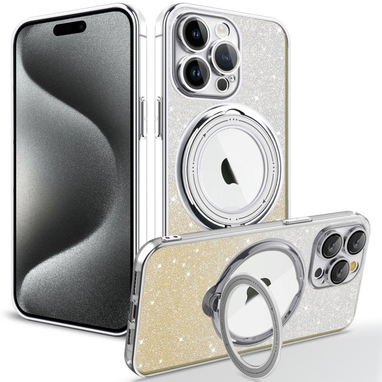 For iPhone 15 Pro Max Rotation MagSafe Holder Gradient Glitter TPU Phone Case(Gold) - HoMEdemic™ 