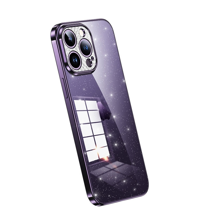For iPhone 15 Pro Max SULADA Electroplated Transparent Glittery TPU Phone Case(Purple) - HoMEdemic™ 