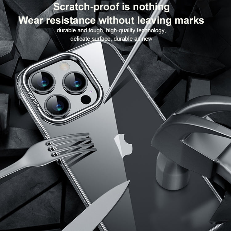 For iPhone 15 Pro Max SULADA PC + Aluminum Alloy Lens Holder Phone Case(Silver) - HoMEdemic™ 