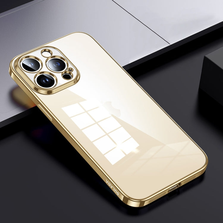 For iPhone 15 Pro Max SULADA Shine Through Series Plating TPU Transparent Phone Case(Gold) - HoMEdemic™ 