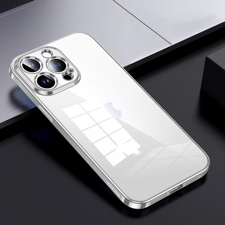 For iPhone 15 Pro Max SULADA Shine Through Series Plating TPU Transparent Phone Case(Silver) - HoMEdemic™ 