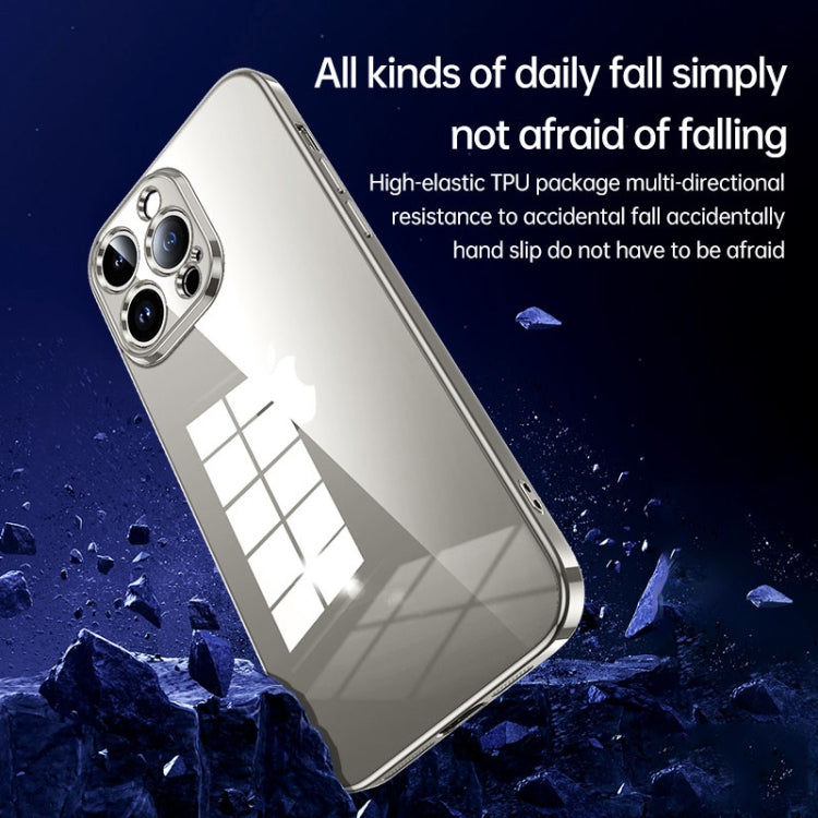 For iPhone 15 Pro Max SULADA Shine Through Series Plating TPU Transparent Phone Case(Titanium Grey) - HoMEdemic™ 
