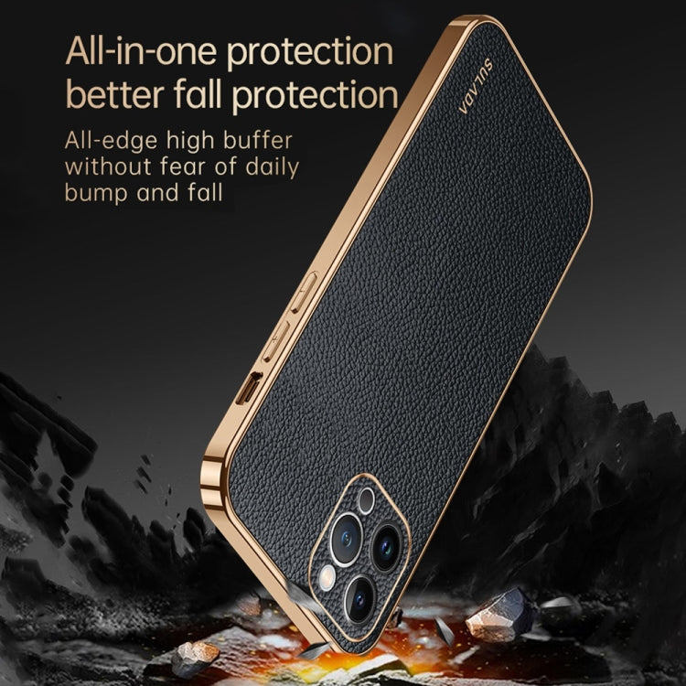 For iPhone 15 Pro Max SULADA TPU + Litchi Texture Leather Phone Case(Orange) - HoMEdemic™ 