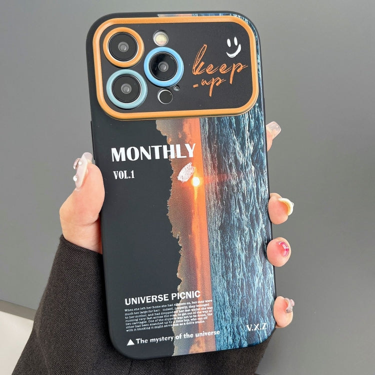 For iPhone 15 Pro Max Scenery Pattern Large Window TPU Phone Case(Black Sea Sunrise) - HoMEdemic™ 
