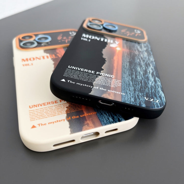 For iPhone 15 Pro Max Scenery Pattern Large Window TPU Phone Case(Black Sea Sunrise) - HoMEdemic™ 