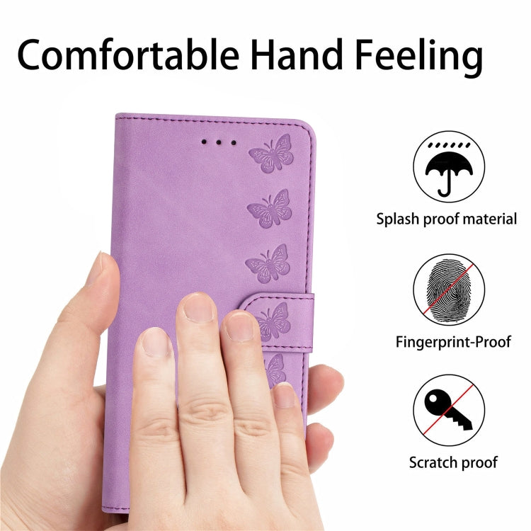 For iPhone 15 Pro Max Seven Butterflies Embossed Leather Phone Case(Purple) - HoMEdemic™ 