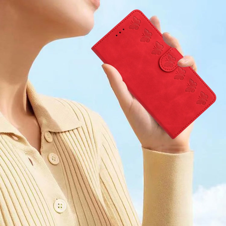 For iPhone 15 Pro Max Seven Butterflies Embossed Leather Phone Case(Red) - HoMEdemic™ 