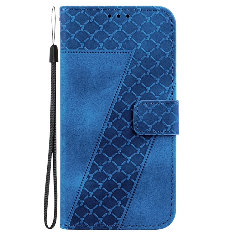 For iPhone 15 Pro Max Seven-shaped Embossed Leather Phone Case(Blue) - HoMEdemic™ 