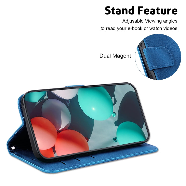 For iPhone 15 Pro Max Seven-shaped Embossed Leather Phone Case(Blue) - HoMEdemic™ 