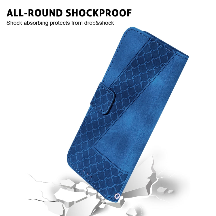 For iPhone 15 Pro Max Seven-shaped Embossed Leather Phone Case(Blue) - HoMEdemic™ 