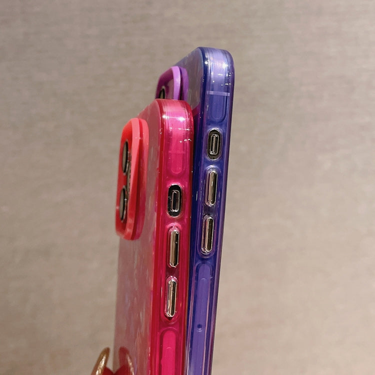 For iPhone 15 Pro Max Shell Texture Crossbody Pearl Chain TPU Hybrid Acrylic Phone Case(Purple) - HoMEdemic™ 