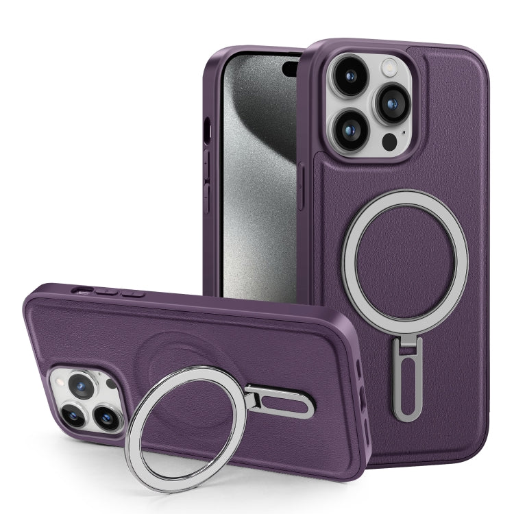 For iPhone 15 Pro Max Shield MagSafe Magnetic Holder Phone Case(Purple) - HoMEdemic™ 