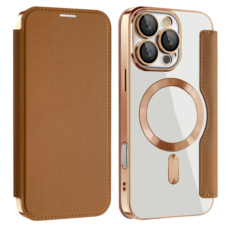 For iPhone 15 Pro Max Shield MagSafe RFID Anti-theft Leather Phone Case(Brown) - HoMEdemic™ 