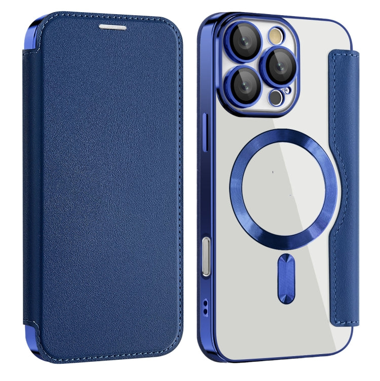 For iPhone 15 Pro Max Shield MagSafe RFID Anti-theft Leather Phone Case(Dark Blue) - HoMEdemic™ 