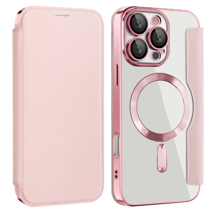 For iPhone 15 Pro Max Shield MagSafe RFID Anti-theft Leather Phone Case(Pink) - HoMEdemic™ 