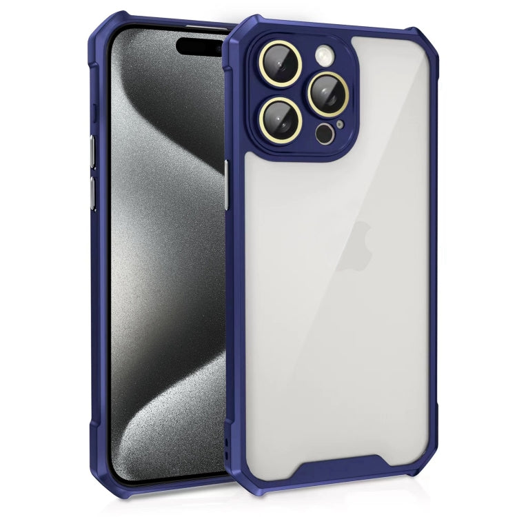 For iPhone 15 Pro Max Shockproof Acrylic Phone Case with Lens Glass Film(Blue) - HoMEdemic™ 