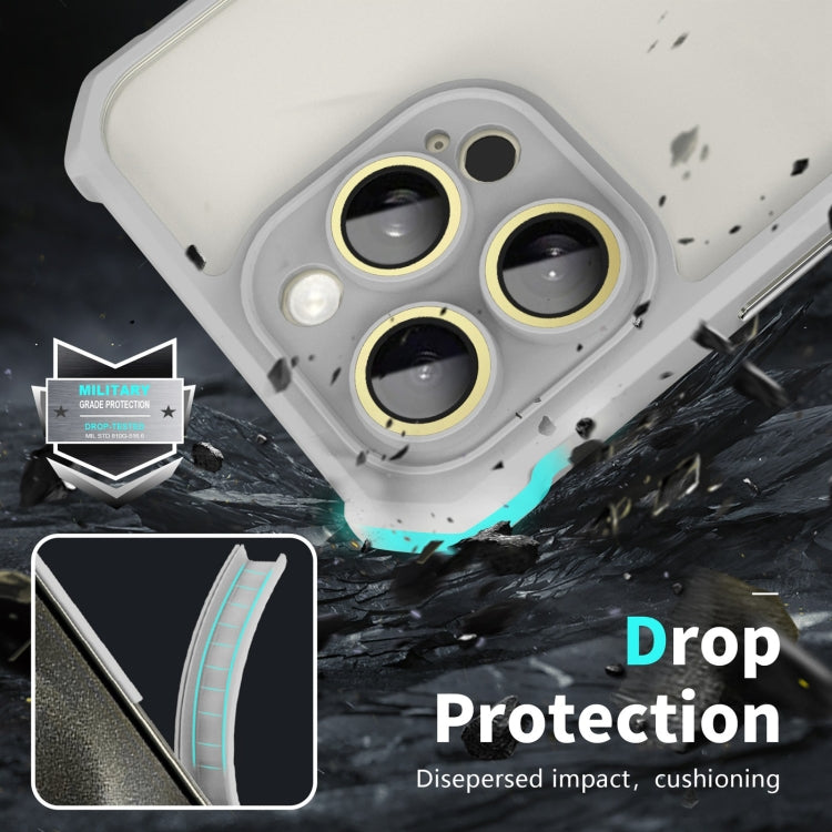 For iPhone 15 Pro Max Shockproof Acrylic Phone Case with Lens Glass Film(Grey) - HoMEdemic™ 