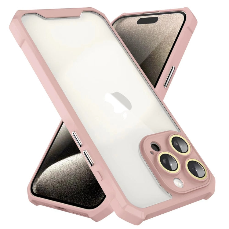 For iPhone 15 Pro Max Shockproof Acrylic Phone Case with Lens Glass Film(Pink) - HoMEdemic™ 