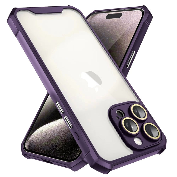 For iPhone 15 Pro Max Shockproof Acrylic Phone Case with Lens Glass Film(Purple) - HoMEdemic™ 