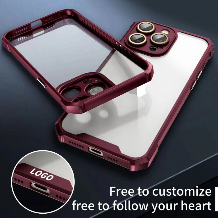 For iPhone 15 Pro Max Shockproof Acrylic Phone Case with Lens Glass Film(Wine Red) - HoMEdemic™ 