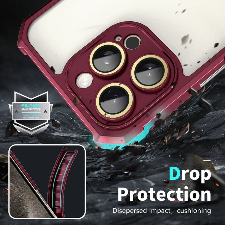 For iPhone 15 Pro Max Shockproof Acrylic Phone Case with Lens Glass Film(Wine Red) - HoMEdemic™ 