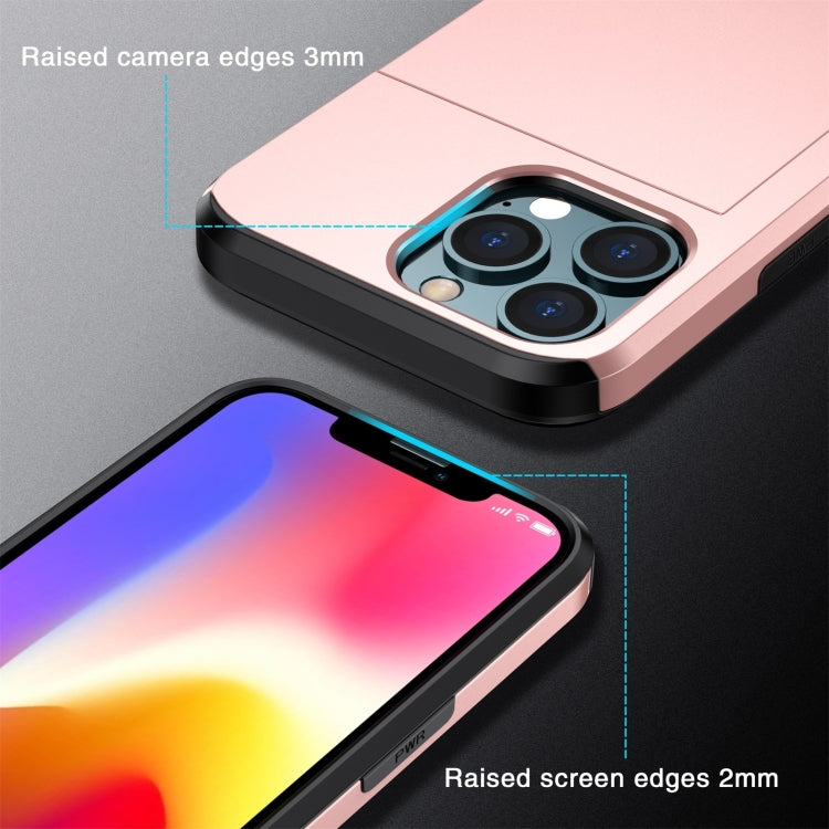 For iPhone 15 Pro Max Shockproof Armor Phone Case with Slide Card Slot(Pink) - HoMEdemic™ 