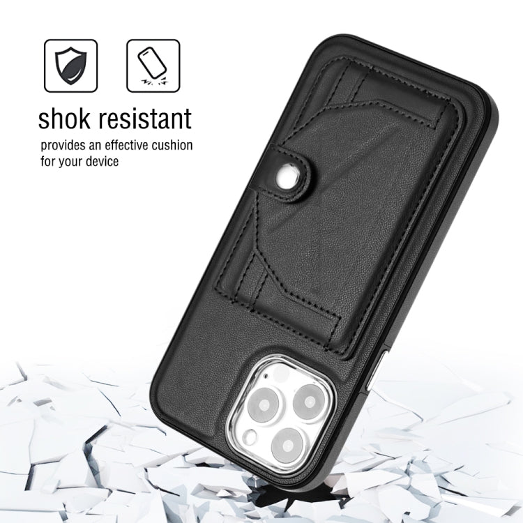For iPhone 15 Pro Max Shockproof Leather Phone Case with Card Holder(Black) - HoMEdemic™ 