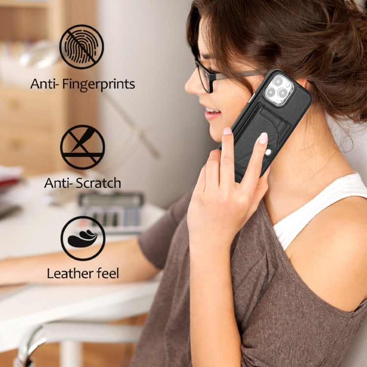 For iPhone 15 Pro Max Shockproof Leather Phone Case with Card Holder(Black) - HoMEdemic™ 