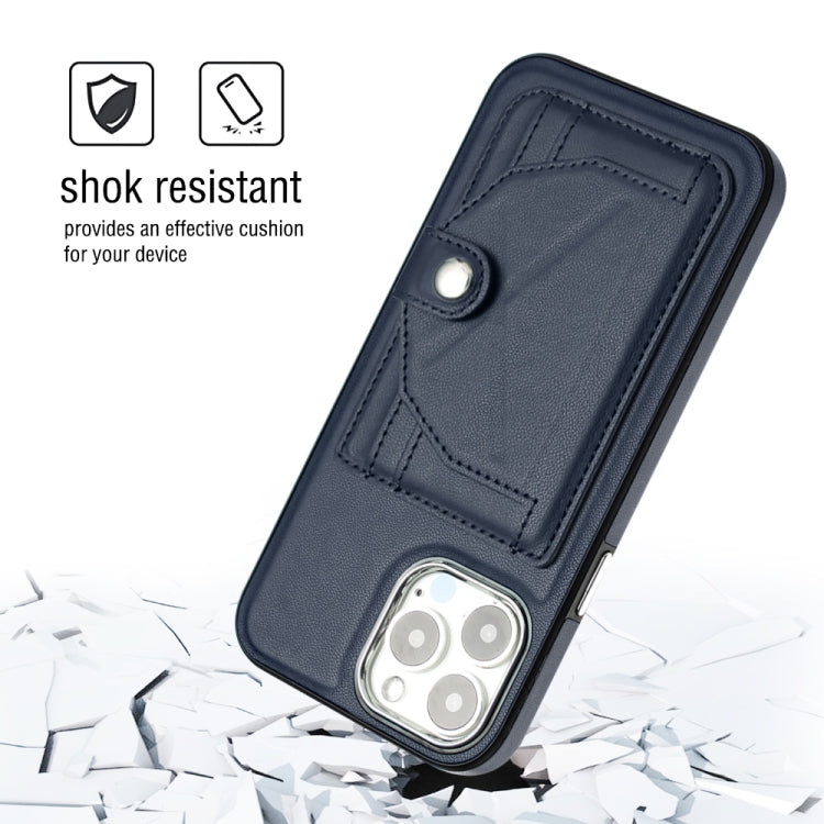 For iPhone 15 Pro Max Shockproof Leather Phone Case with Card Holder(Blue) - HoMEdemic™ 