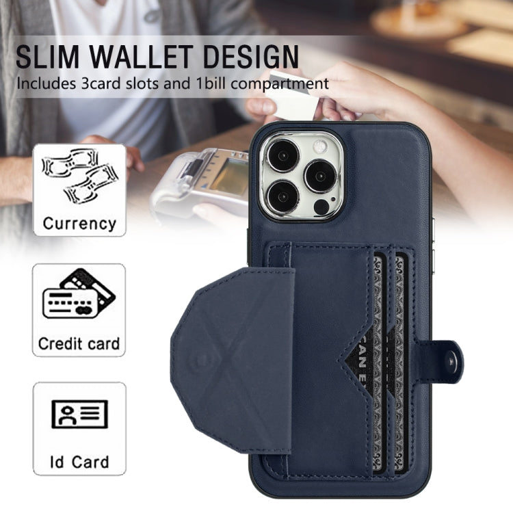 For iPhone 15 Pro Max Shockproof Leather Phone Case with Card Holder(Blue) - HoMEdemic™ 