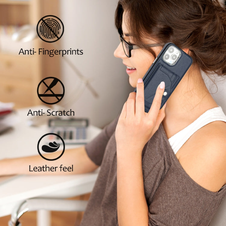 For iPhone 15 Pro Max Shockproof Leather Phone Case with Card Holder(Blue) - HoMEdemic™ 
