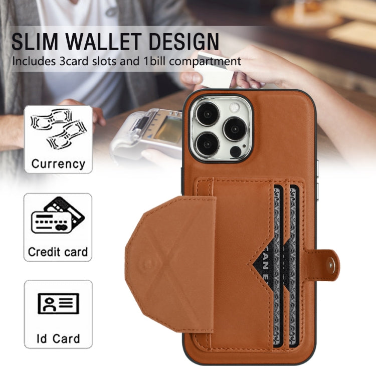 For iPhone 15 Pro Max Shockproof Leather Phone Case with Card Holder(Brown) - HoMEdemic™ 