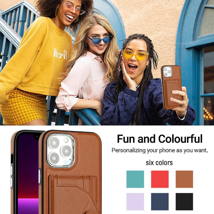 For iPhone 15 Pro Max Shockproof Leather Phone Case with Card Holder(Brown) - HoMEdemic™ 