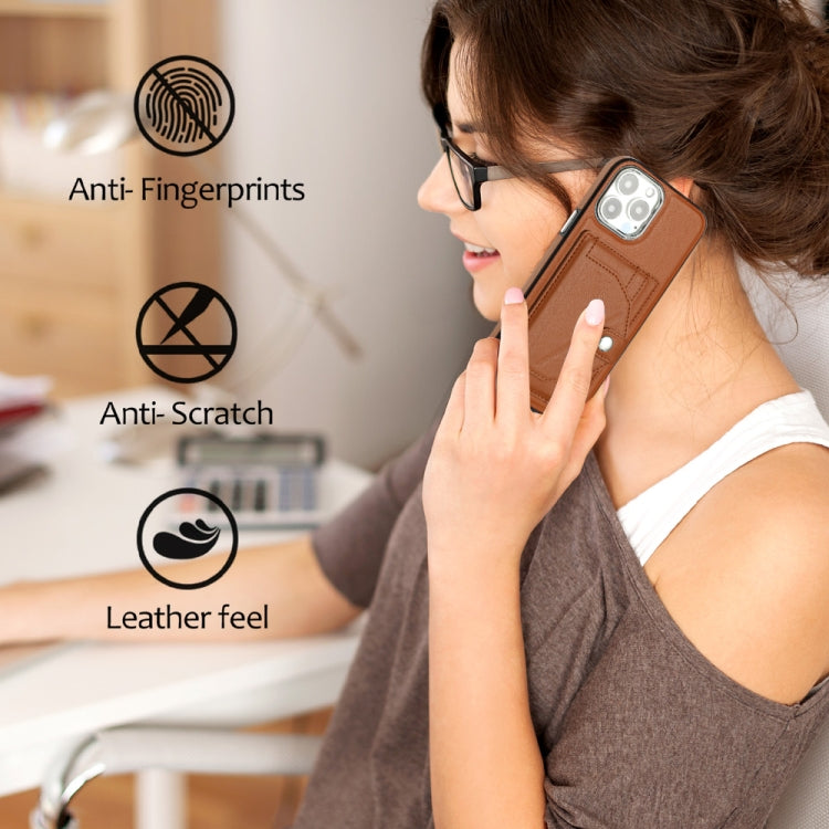For iPhone 15 Pro Max Shockproof Leather Phone Case with Card Holder(Brown) - HoMEdemic™ 