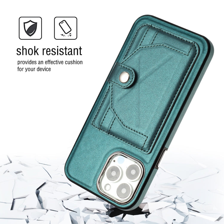 For iPhone 15 Pro Max Shockproof Leather Phone Case with Card Holder(Green) - HoMEdemic™ 