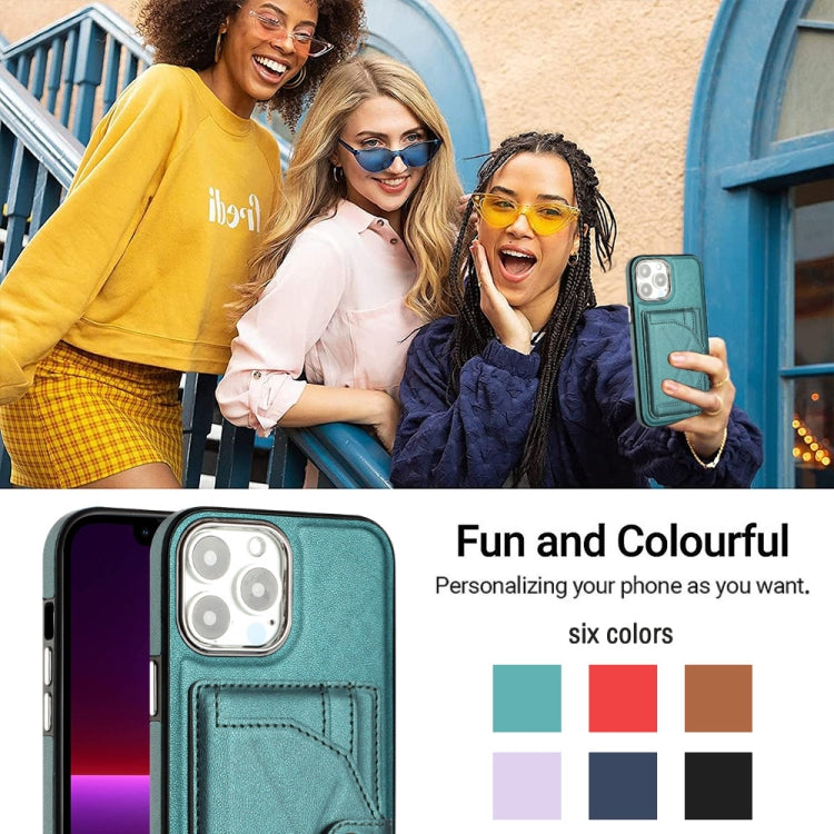 For iPhone 15 Pro Max Shockproof Leather Phone Case with Card Holder(Green) - HoMEdemic™ 
