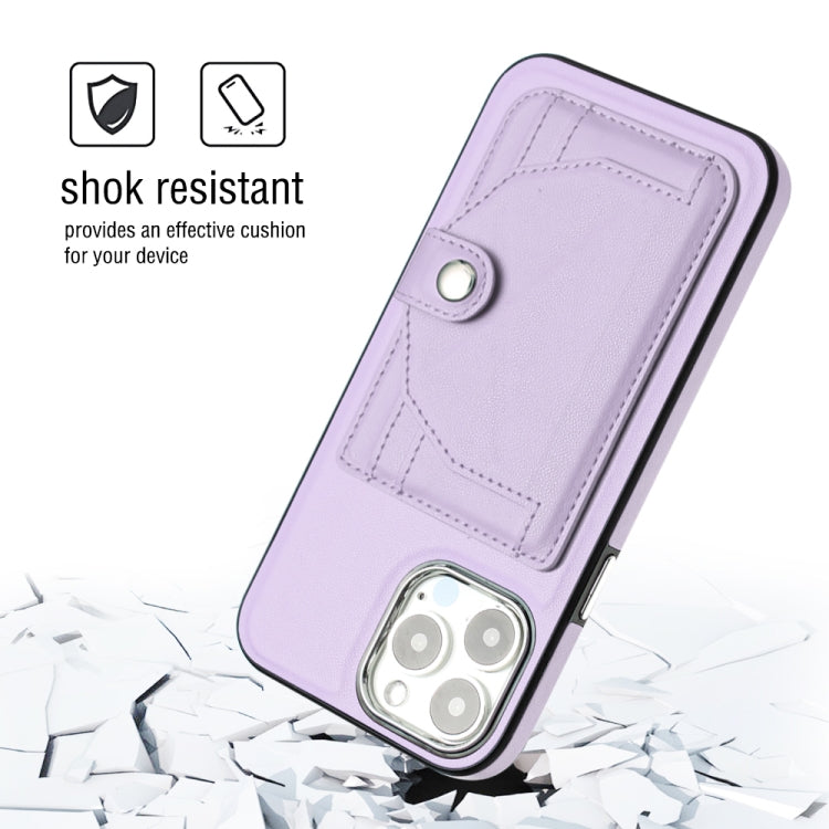 For iPhone 15 Pro Max Shockproof Leather Phone Case with Card Holder(Purple) - HoMEdemic™ 