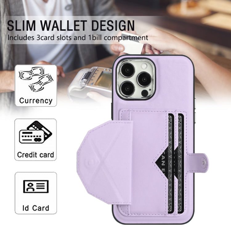 For iPhone 15 Pro Max Shockproof Leather Phone Case with Card Holder(Purple) - HoMEdemic™ 