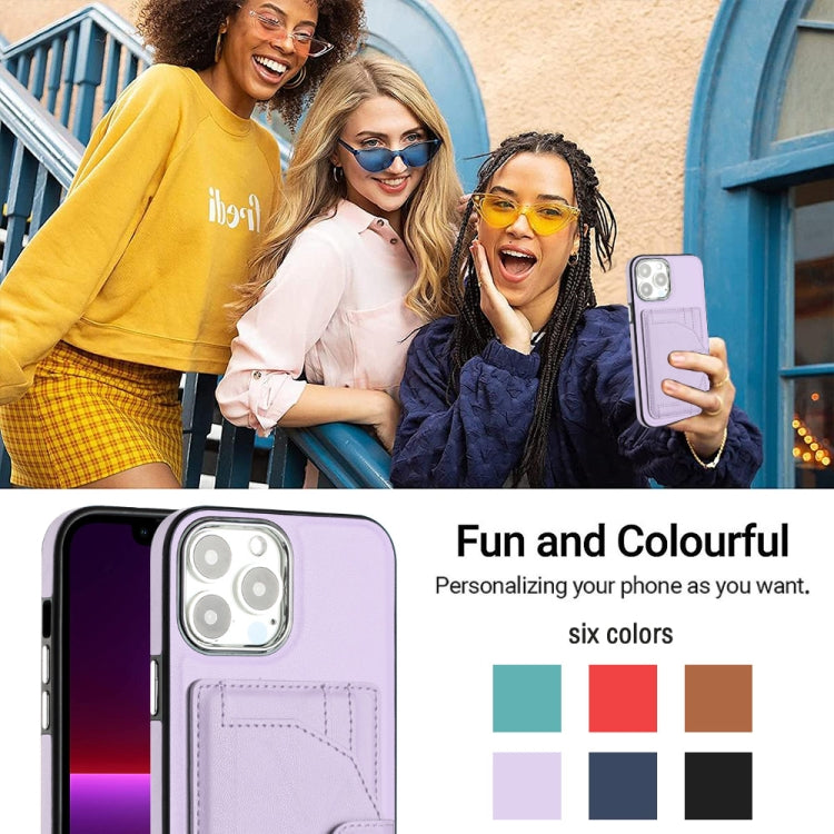 For iPhone 15 Pro Max Shockproof Leather Phone Case with Card Holder(Purple) - HoMEdemic™ 