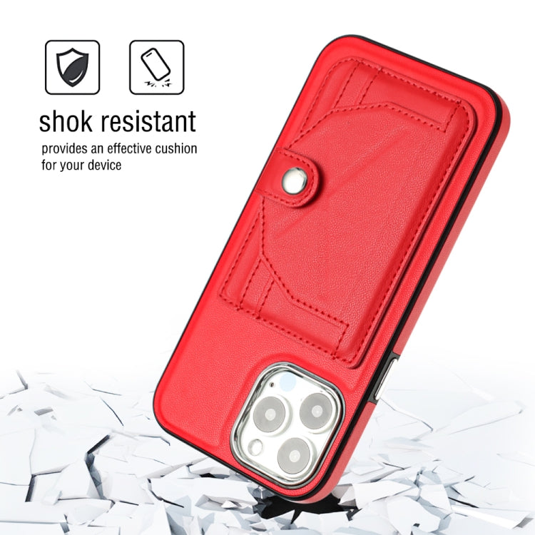 For iPhone 15 Pro Max Shockproof Leather Phone Case with Card Holder(Red) - HoMEdemic™ 