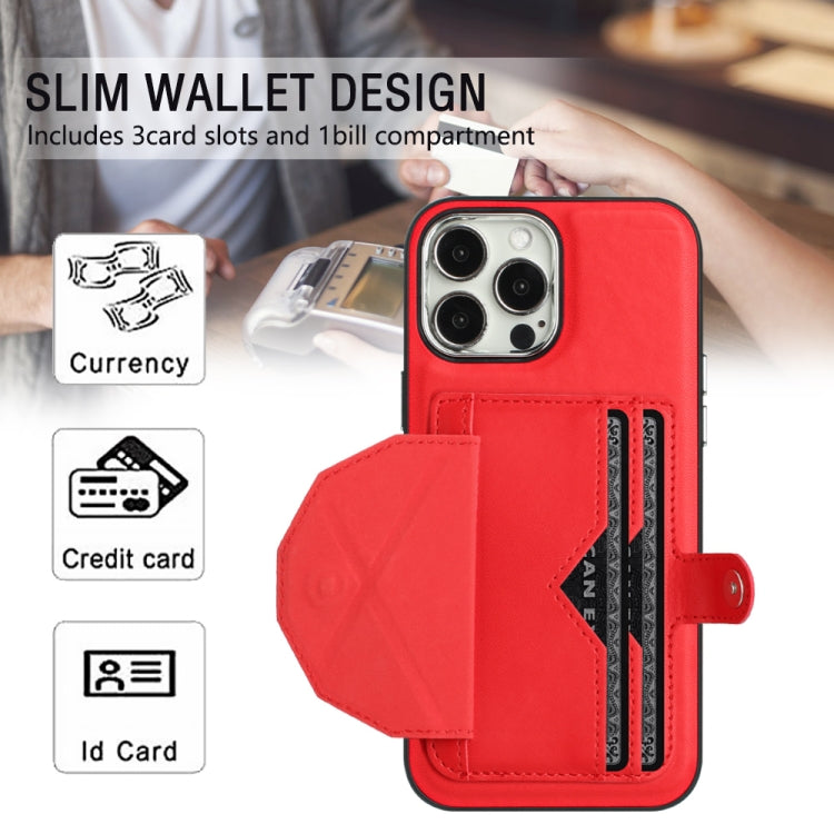 For iPhone 15 Pro Max Shockproof Leather Phone Case with Card Holder(Red) - HoMEdemic™ 