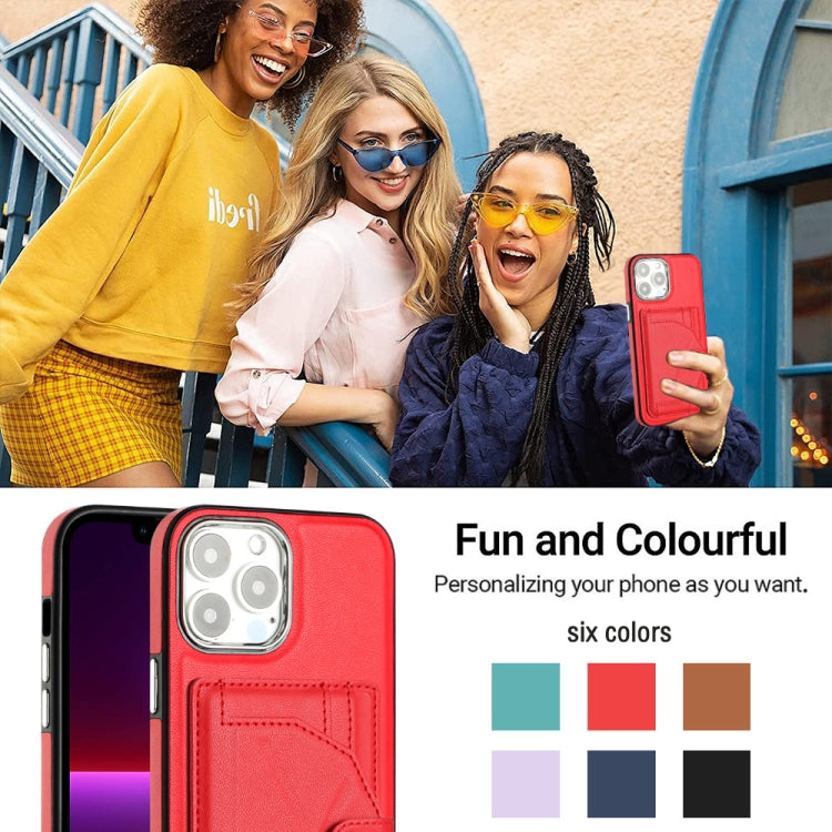 For iPhone 15 Pro Max Shockproof Leather Phone Case with Card Holder(Red) - HoMEdemic™ 